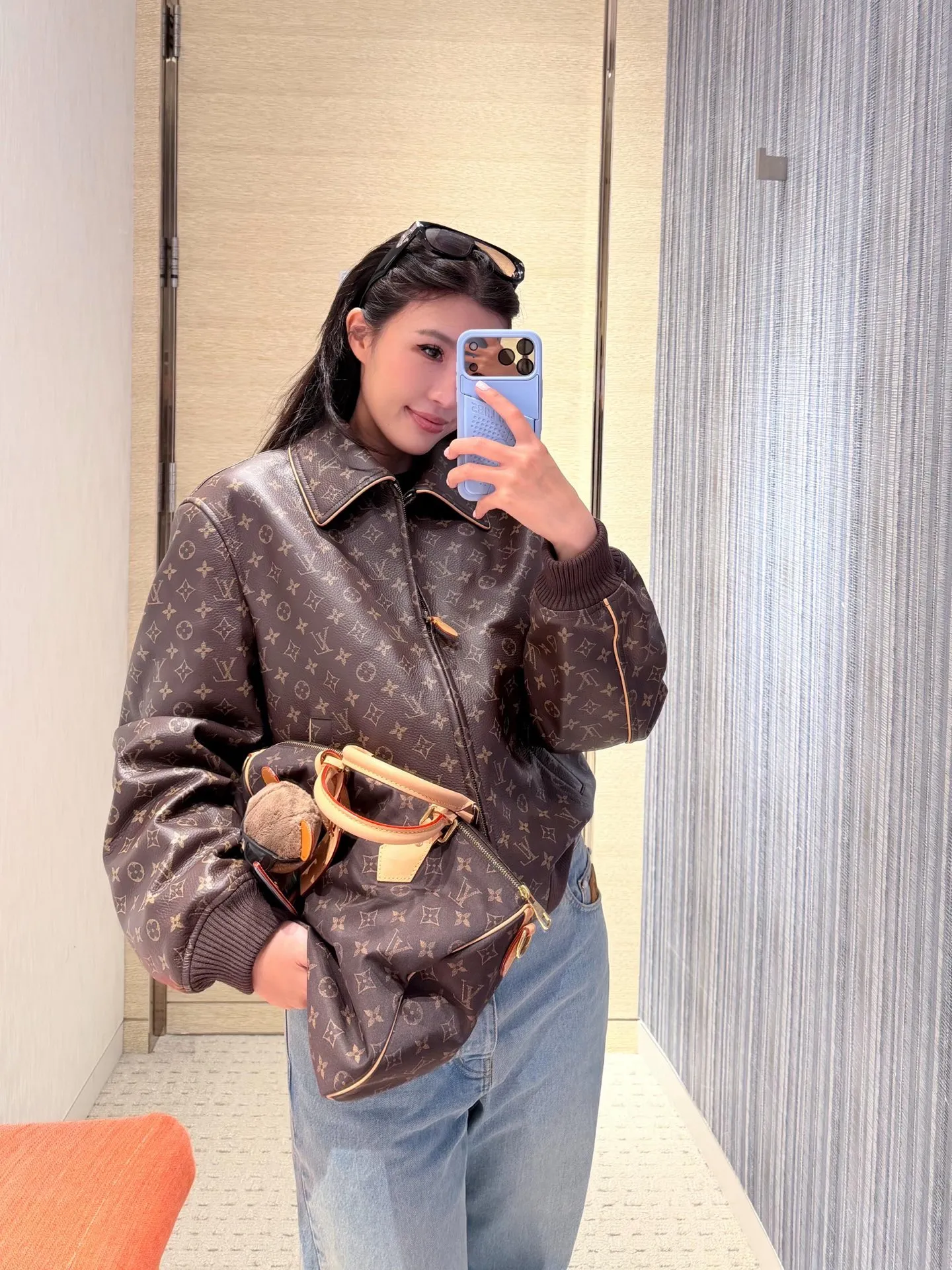 Louis Vuitton/Louis Vuitton old flower printed leather jacket